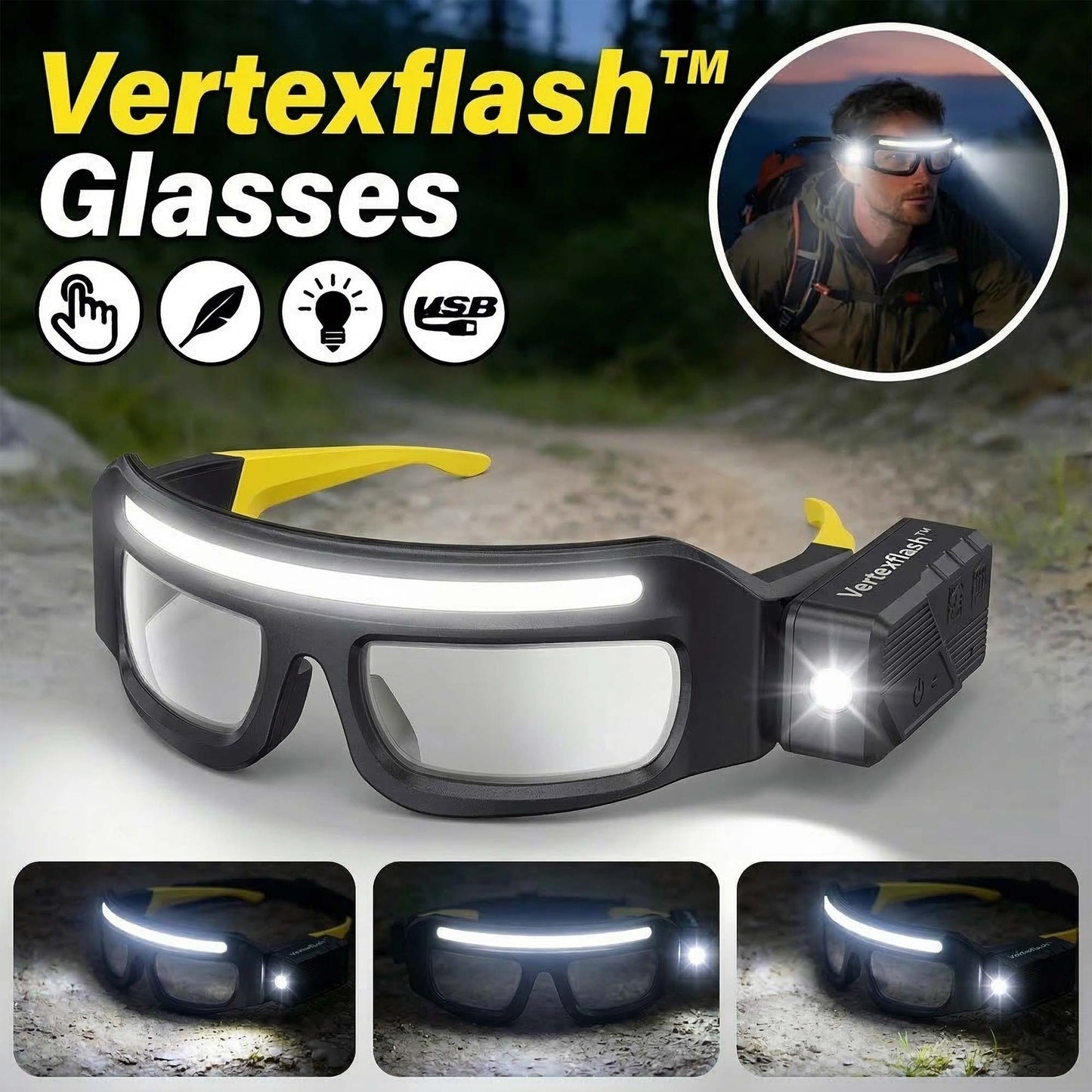 Vertexflash™ Hands-Free LED Task Glasses